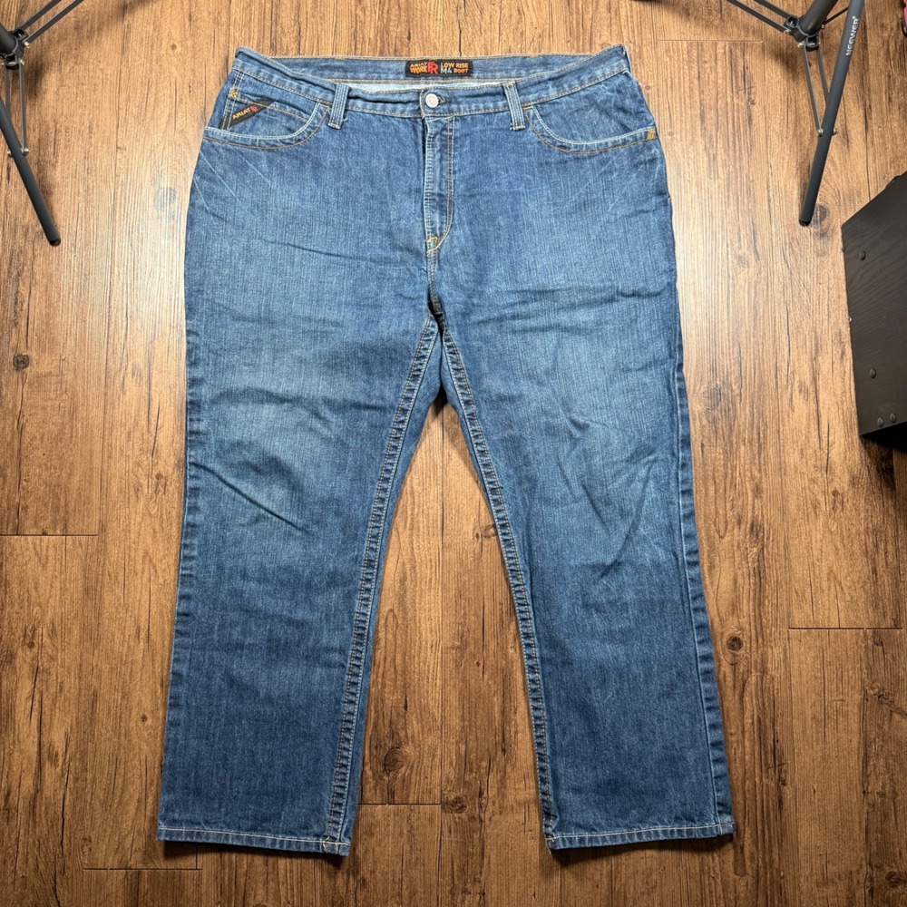 Ariat Work FR M4 Low Rise Boot Cut Jeans Mens 42x30 Blue Flame Resistant HRC 2